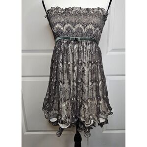 NWT Cecico Y2k Strapless Babydoll Dress Size Small Brat Style‎ Lace Smock Bodice